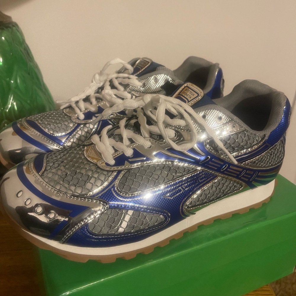 Bottega Veneta Orbit Sneakers Blue Silver Men’s Size 45(EU) US,11, 11.5, 12 - Picture 1 of 8